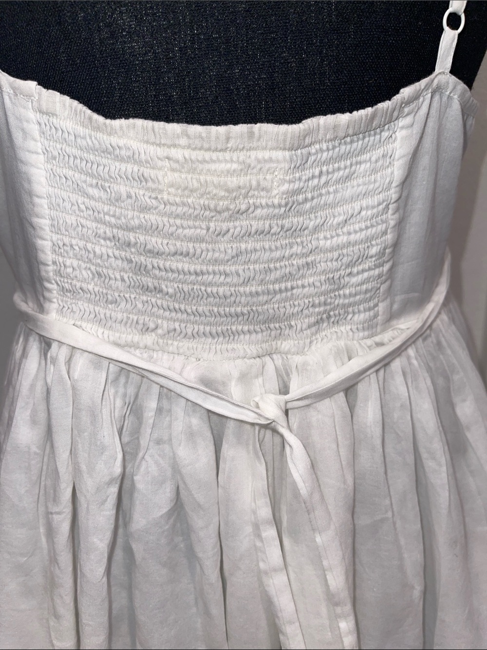 White Spaghetti Strap Sundress with Button Front - Picture 4 of 6